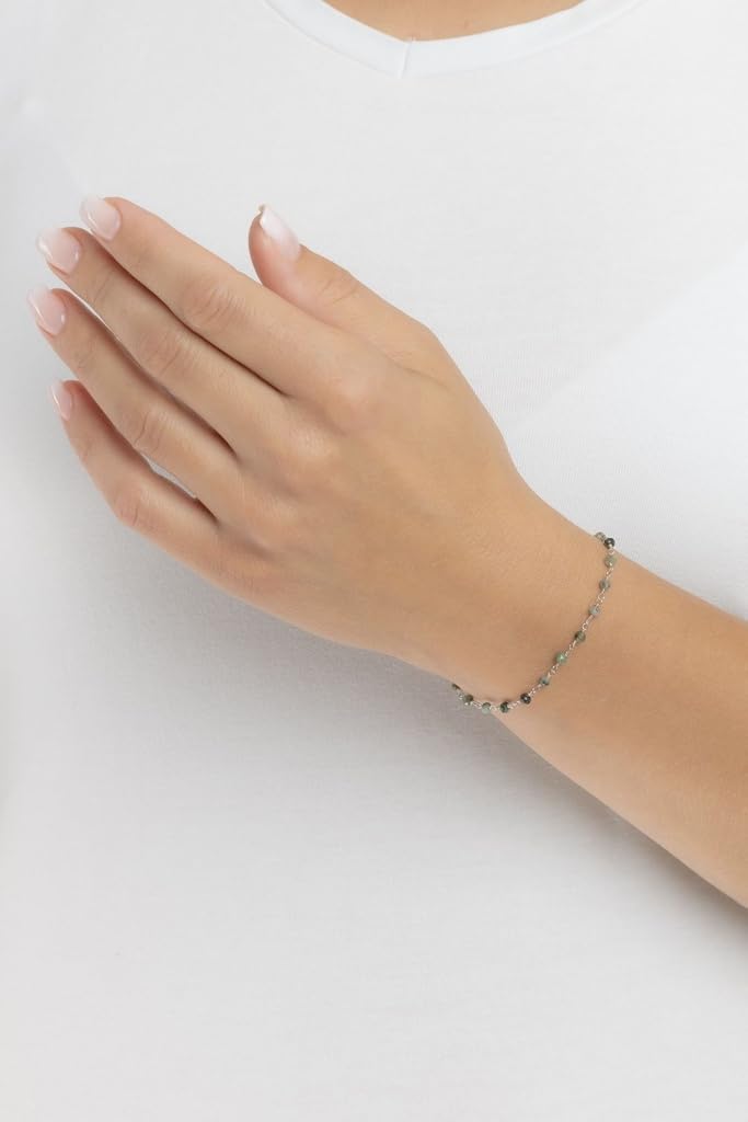 SILVEGO Bracciale da donna in argento sterling 925 con pietre naturali
