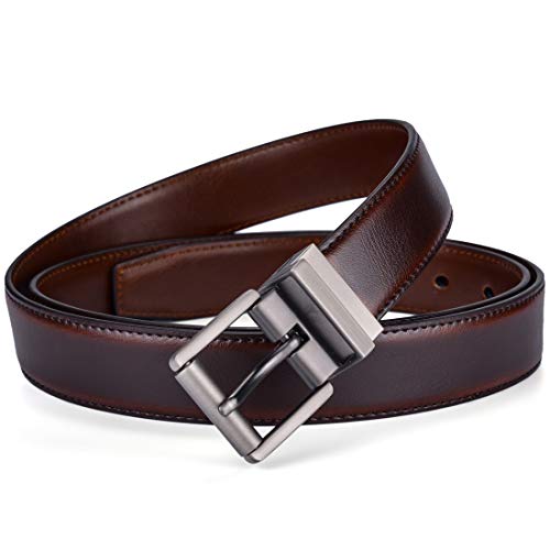 Image of Beltox Men's Belt Dress Casual Reversible Leather 1.1 inch w Roller Buckle Rotated