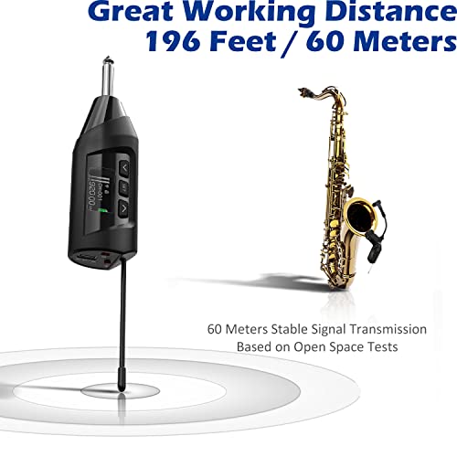 Sgpro Wireless Saxophone Microphone System, Clip-On Instrument Microphone For Sax And Trumpet, Preset Eq & Echo Level 196 Ft Transmission Rechargeable Compact Transmitter And Receiver 4.5 Hours #TOP1