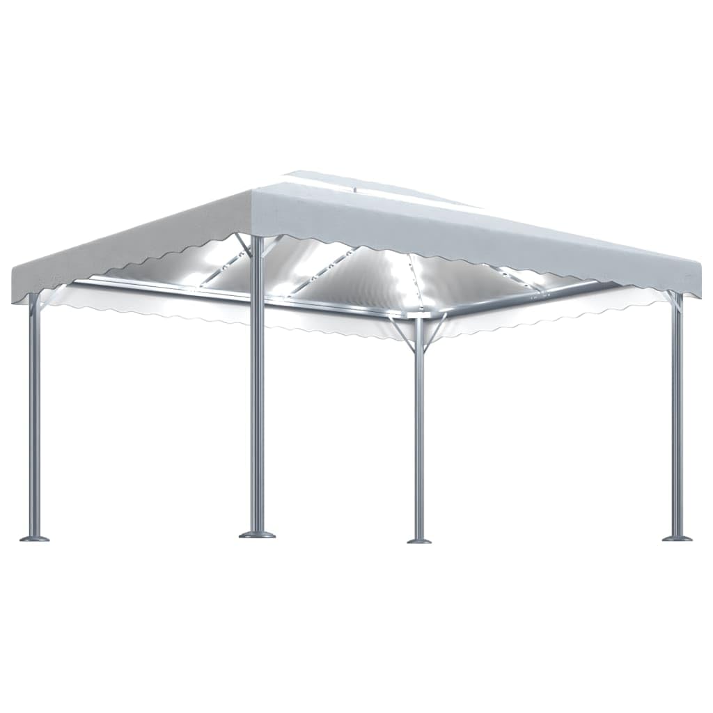 Pavillon Gartenpavillon Partyzelt Sonnenschutz Bierzelt Gartenlaube mit LED-Lichterkette 400x300 cm Cremeweiß Aluminium
