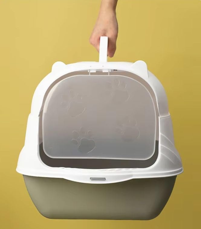 Image of Store2508 Covered Cat Litter Box with Door and Odour Filter | Enclosed Kitty Toilet Pan with Scoop Holder | Anti-Splash Dustproof Pet Toilet for Indoor Cats (35 x 45 x 35 cm)