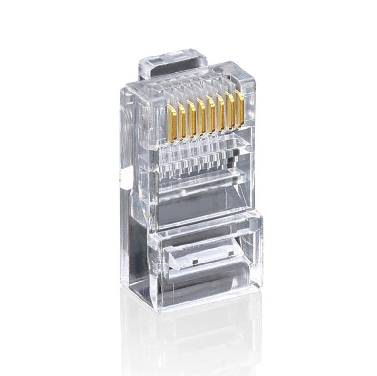 PrimeX Plus PX-CAT460 Cat6 RJ45 Konnektör, 100’lü Paket Cat6 Ethernet Jak Plug, Altın Kaplama 3 Tırnaklı RJ45 Kablo Ucu, Network LAN İnternet Kablosu Sonlandırma Konnektörü, Standart Cat6 Plug