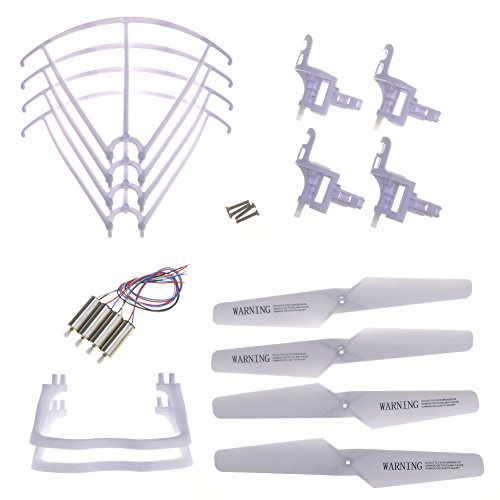 Toifucos Syma X5 X5c X5c-1 Quadcopter Set Completo Parte 4 * Motores Propulsores de Skid Landing Protectores de Motor Base, Blanco