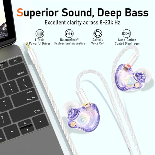 Image of Audiovance Vibes 202 HiFi Wired Earbuds, IEM in-Ear Monitor Headphones