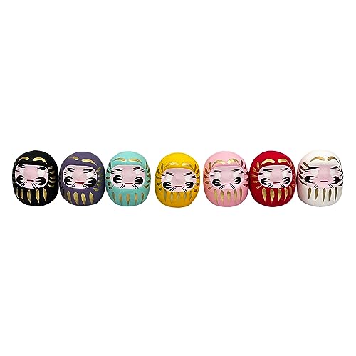 Set de 7 Muñecos Daruma Tradicionales Japoneses miniatura 4