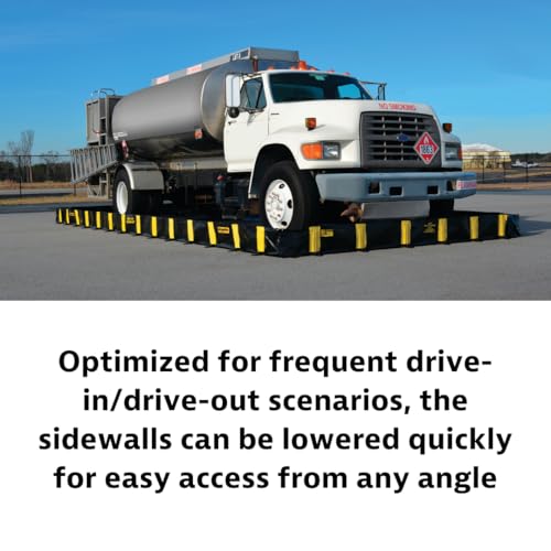 Image of Justrite Rigid-Lock QuickBerm, 6' x 8' x 12 inch, Large Drive Over Oil Spill Containment Berm, 335 Gallon Spill Capacity, PVC Coated Fabric, Made in The USA, Black, 28516
