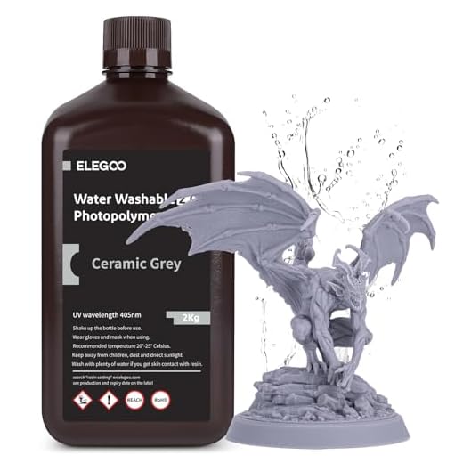 ELEGOO Resina Lavable con agua Mejorada 2.0, Resina Rápida para Impresora 3D Lavable con agua con Menor Contracción y Mayor Precisión para Impresora LCD/DLP/SLA/3D Gris 2000g