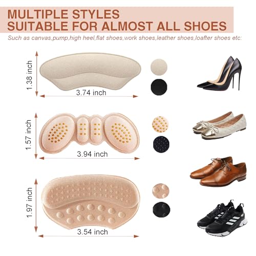 Image of Heel Pads for Loose Shoes, Heel Grips - Cushion Inserts to Stop Slip, Prevent Blisters (Black, 6 Pairs)