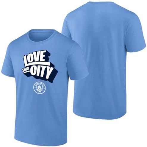 Icon Sports Officially Licensed Manchester City Adult T-Shirts | Love This City, Light Blue, Large