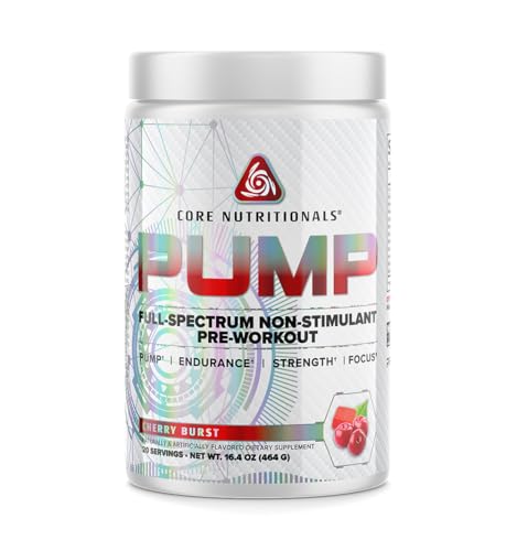 Image of Core Nutritionals Pump Full-Spectrum Non-Stimulant Pre-Workout, with N03T Nitrate, Peak02, Alpha GPC, for Maximum Pump, Strength, and Performance 20 Servings (Cherry Burst)