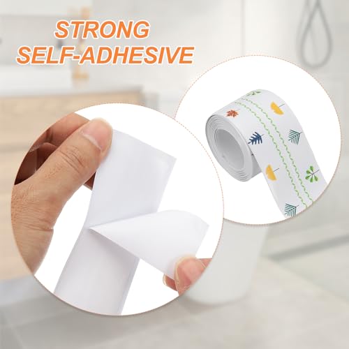Image of PATIKIL Caulk Tape Waterproof Self Adhesive, PVC Toilet Caulking Sealant Strip Bathtub Caulk Sealing Strip Tape for Bathroom Kitchen Countertop, Spring Flowers (1.5 Inch x 5 Ft)