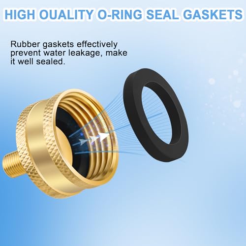 Image of Jingzan 4Pcs RV Blow Out Antifreeze Adapter, Brass Schrader Valve to 3 /4 GHT Fitting, Water Line Blow Out Plug with Tire Inflation Winterization Valve for Camper Travel Trailer (4 Pcs Adapters)