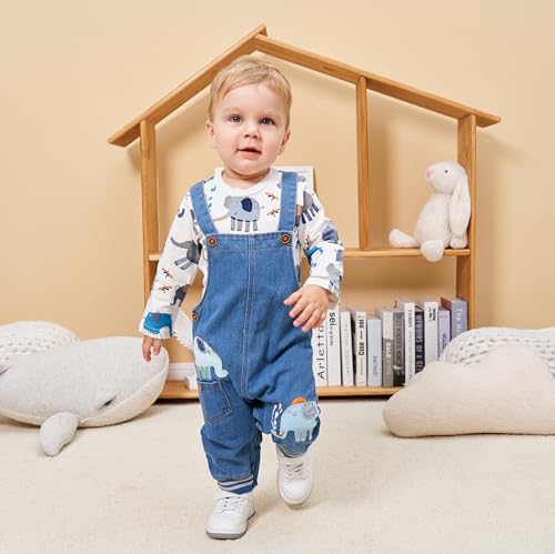 Image of Cute Baby Boy Clothes Suit Toddler Boys' Striped Long Sleeve T-Shirt+Denim Overalls Jumpsuit Pants Outfits Sets