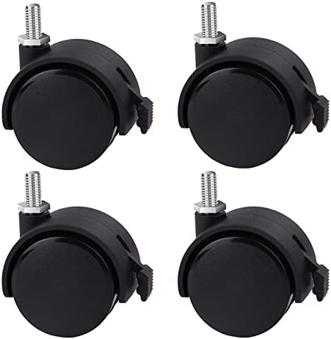 Guildrey Threaded Caster, M8 Swivel Stem for Replacement, Set of 4, Twin Caster Wheels with Locking Brake