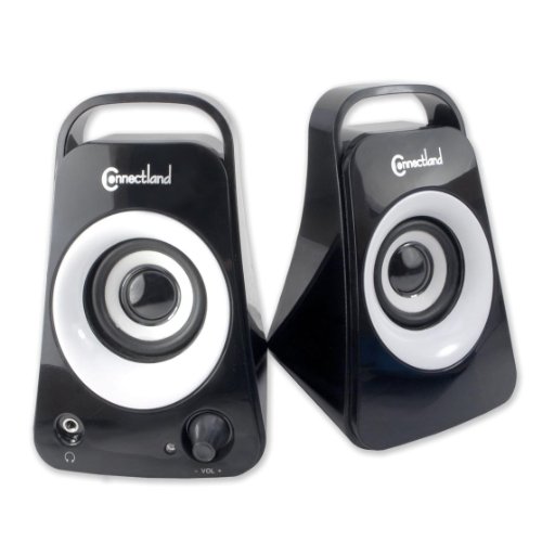 Syba USB Powered Sereo Sesktop Speakers with Headphone Jack Piano Black Finish (CL-SPK20115)