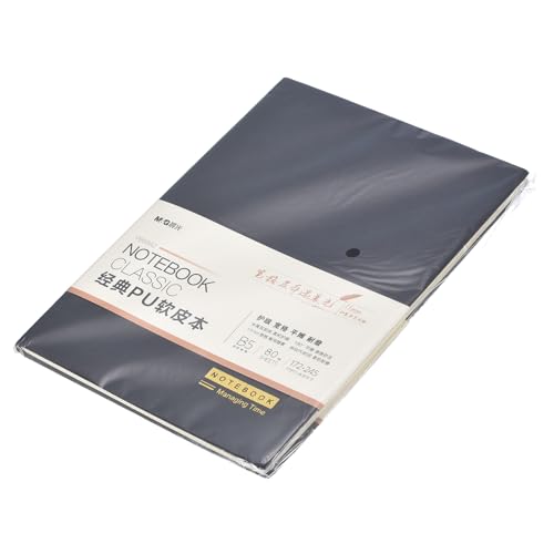 PATIKIL 7x10 Inch Lined Journal Notebook, B5 160 Pages Classic Soft PU Leather Hardcover Notebook for Writing Work Note Taking Business, Black Round Corner