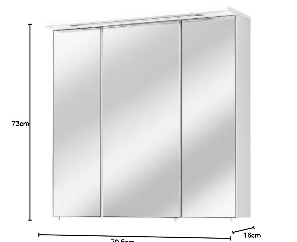 Schildmeyer Armario con Espejo, Madera, Blanco, 70,5 x 16 x 73 cm