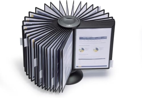 Durable Sherpa Carousel 40 Display Stand Rotating with 40 Tabs and Panels A4 Black Ref 5633/01