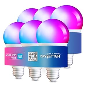 DAYBETTER 6 Pack Smart Light Bulbs, Color Changing Smart WiFi Light Bulbs, Compatible with Alexa & Google Home, 800 Lumen Dimmable A19 E26 Bulbs, No Hub Needed