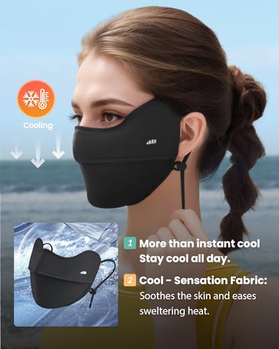 BENEUNDER UV Sun Protection Face Cover UPF50+ Breathable Cooling Neck Gaiter Scarf for Summer Outdoor Activities Reusable