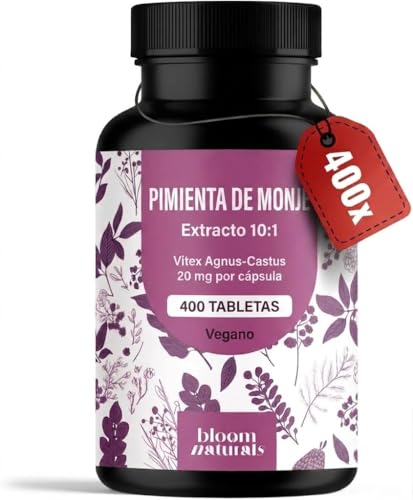 Pimienta de Monje Vitex Agnus Castus - 400 Tabletas - Más de 1 Año de Suministro - Extracto 10:1 de Sauzgatillo - Vegano y Producido en Alemania
