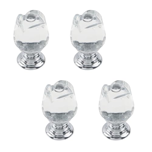 Geesatis 4 Pcs Toilet Tank Button Ceramic Sticky Toilet Press Flush Button Pusher Tool Button Accessory for Bathroom, Rose Clear
