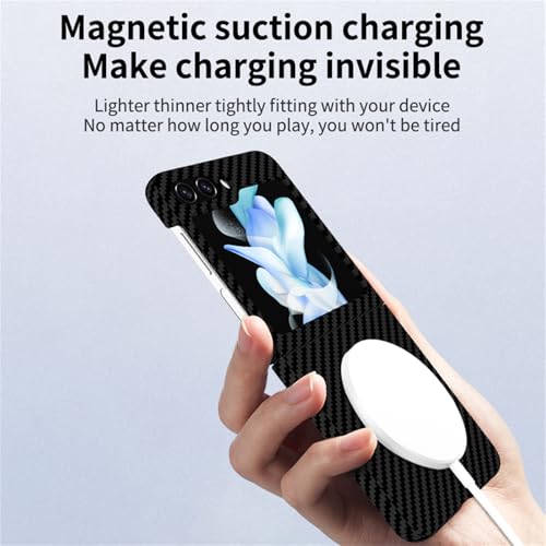 Caseverse 3C-BC4-0730049-BLUEBLACK Magnetic Case Compatible With Samsung Galaxy Z Flip 4 With Kickstand, Aramid Carbon Fiber Ultra-Thin Shockproof Protective Cover thumb #4