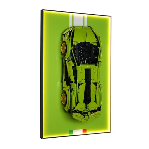 popbricks LED Wall Display Board for Technic Lamborghini Sián FKP 37 42115 | 10+ Light Modes & Hidden Cable Design | Premium Showcase Frame for Home & Office Wall Decor (Board Only, 32" x 20")