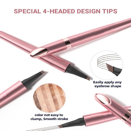 Magic Eyebrow Pencil, 2024 Liquid Eyebrow Pen, 3D Waterproof Eyebrow Pencil, 4 Tip Long Lasting Sweat-proof Eyebrow Pen for Natural Eyebrow Makeup (Light Brown) - Image 5
