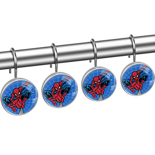 12Pcs Shower Curtain Hooks Cartoon Spider Resin Stainless Steel Shower Curtain Rings And Hooks For Bathroom Shower Rods Curtains 1.46In #TOP1