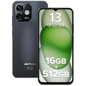 Ulefone Note 16 Pro 16GB+512GB Teléfono Móvil Libres 4G, 50MP AI Cámara, 6,52 Pulgadas HD+ Smartphone NFC Android 13, 4500mAh Batería, 5G WiFi/Octa Core/OTG/GPS/Face ID(Negro)