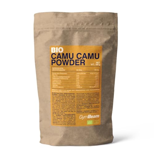 GymBeam Camu Camu Pulver Bio - Exotische Frucht aus Südamerika reich an Vitamin C und Antioxidantien 200mg Vitamin C pro Dosis unterstützt Immunsystem und Zellschutz ideal für Getränkem 100 g