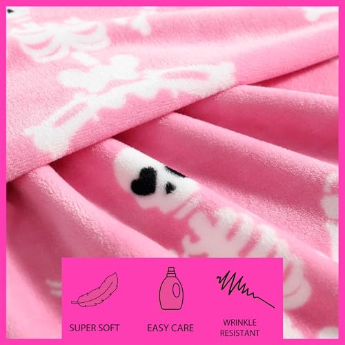 Image of Betsey Johnson - Blanket, Buttery-Soft Throw Blanket for Couch or Bed, Boldly Plush & Oversized Bedding (Yoga Skeleton Pink, 50 inch x 70 inch)