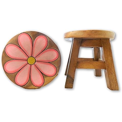 Thai Gifts Pink Daisy Children's Wooden Stool Cover
