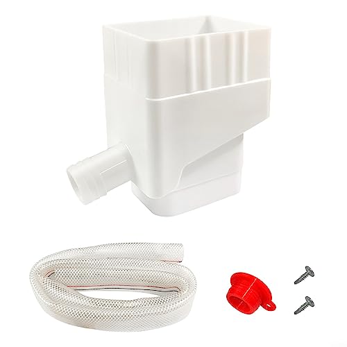 Rainwater Collection System, Water Diverter Connector with 40in Hose, Barrels to Collect Rainwater from Downspout for Outdoor- White