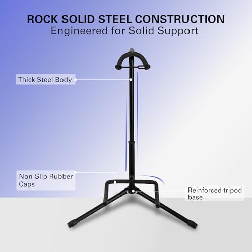 Image of ARCTIC AR-GS-303 Universal /Extended-Height 2-Tier Adjustable Tripod Guitar Stand - Fits Acoustic, Electric, Bass & Extreme-Body Guitars