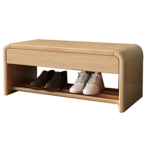 Banc de rangement à chaussures d'entrée en bois massif pour un intérieur serein