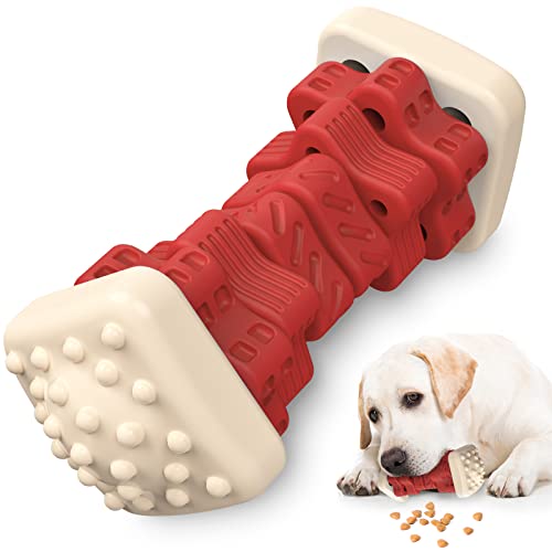 AOZOOM Dog Toys for Aggressive Chewers, Tough Durable Dog Chew Toys, Dog Puzzle Toys with Beef Flavor, Interactive Dog Toys, Safe Rubber Indestructible, for Large Medium Small Dogs - Red AOZOOM Dog Toys for Aggressive Chewers, Tough Durable Dog Chew Toys, Dog Puzzle Toys with Beef Flavor, Interactive Dog Toys, Safe Rubber Indestructible, for Large Medium Small Dogs - Red