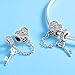 WOSTU 925 Sterling Silver Charms for Bracelets Key Love Heart Cubic Zirconia Bead Charm for Women