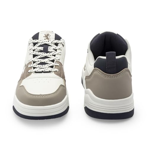 Image of Red Tape Men's Sneakers Beige Green Pu Round Toe Lace-Up Responsive Sole