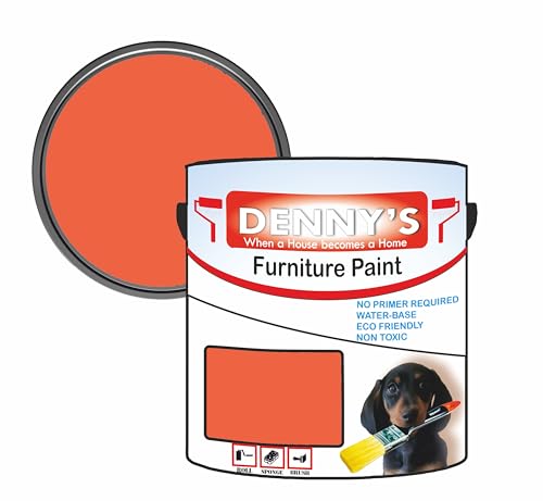 Metallic Water-Based Furniture Paint Satin Finish, No Primer Required, Interior/Exterior Non Toxic Eco Friendly 250ML Plastic, Metal & Wood Fast Drying (Tangoed Bright Orange)
