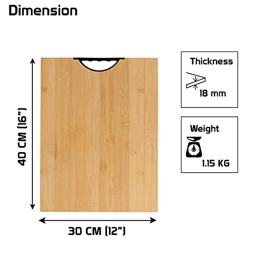Image of HOKIPO Bamboo Wood Chopping Cutting Board for Kitchen - 40x30 cm, Beige, Pack of 1 (AR-3788)