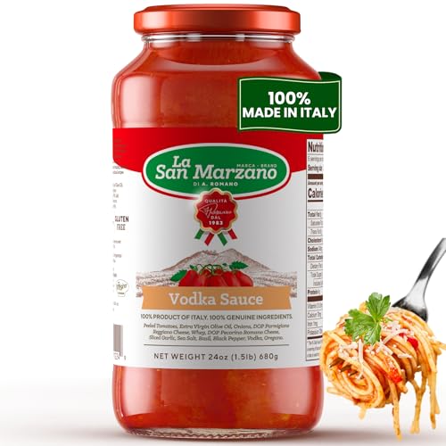 La San Marzano - Vodka Sauce - Pasta Sauce with 100% Italian Tomatoes Made in Italy - Peeled Tomatoes with Fresh and Natural Ingredients Gluten Free, Kosher 24 Ounce Jar