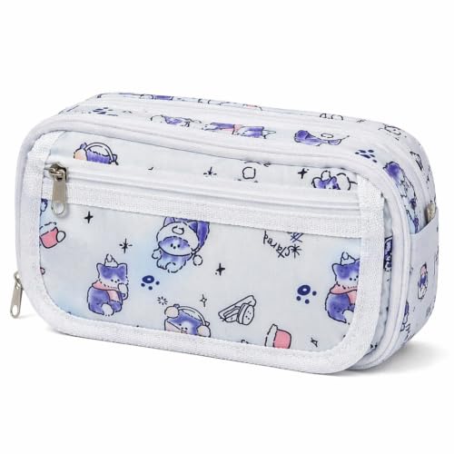 Image of FunBlast Pencil Pouch for Girls- Kawaii Pencil Pouch, Aesthetic Pencil Case Organizer, Large Capacity Stationary Organizer Case, Multipurpose Zipper Pouch for Kids & Adults (White-B)
