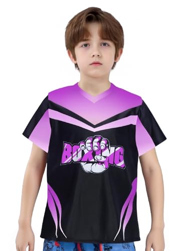 Hansber Boys Kids Athletic Short Sleeve T-Shirts Breathable Colorful Prints Tees for Sport Workout