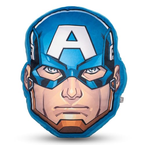 Image of Mirada Captain Cushion America - Marvel Superhero Soft Plush Toy, Stuffed Pillow, Birthday Gift for Kids, Boys & Girls, Licensed Decor - 35cm