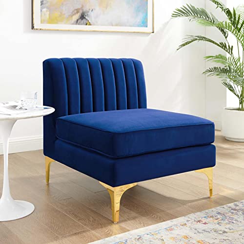 Modway Triumph Channel Tufted Performance Velvet Armless Chair, Navy #TOP2