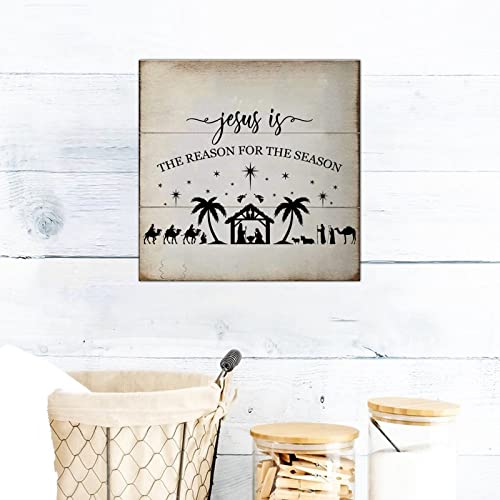 Plaque vintage Jésus décoration bois 30,5 cm