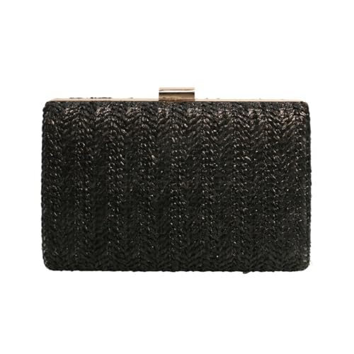 Women Box Shape Straw Clutch Purse Raffia Woven Handbag Summer Beach Crossbody Bag for Wedding Party