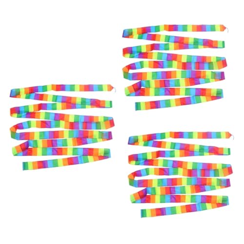 Toyvian 3pcs 10m Giant Kite Mega Tail Bundle Rainbow Streamer Kite Tail for Adults Outdoor Accessories Floating Turning Streamer